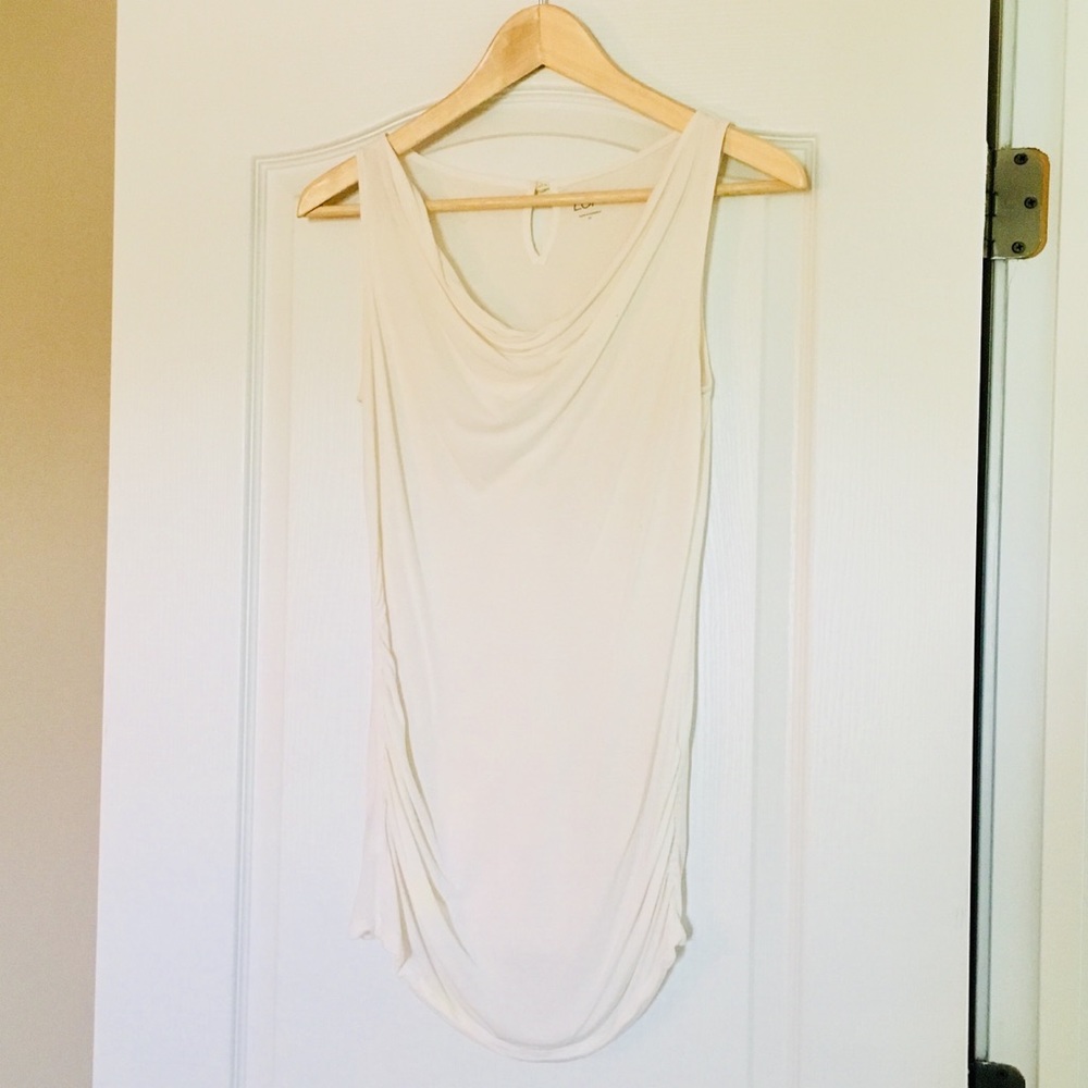 LOFT Cream Rouched Dress Up Tank